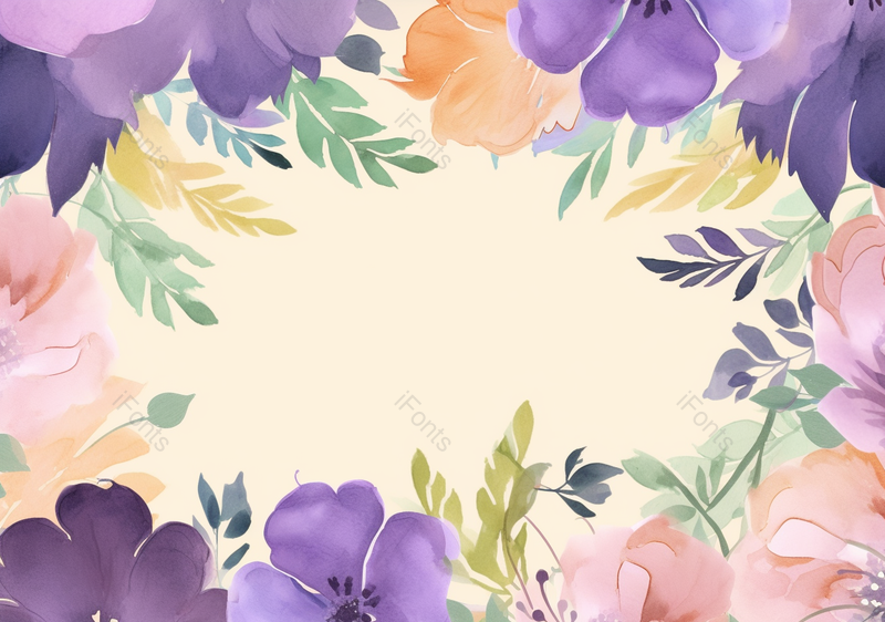 植物花卉叶子浪漫水彩边框背景,插画/手绘图,插画/手绘图库,插画/手绘图下载,插画/手绘